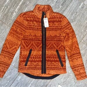 NWT Cruel Denim Women’s copper aztec print teddybear fleece full zip jacket XS